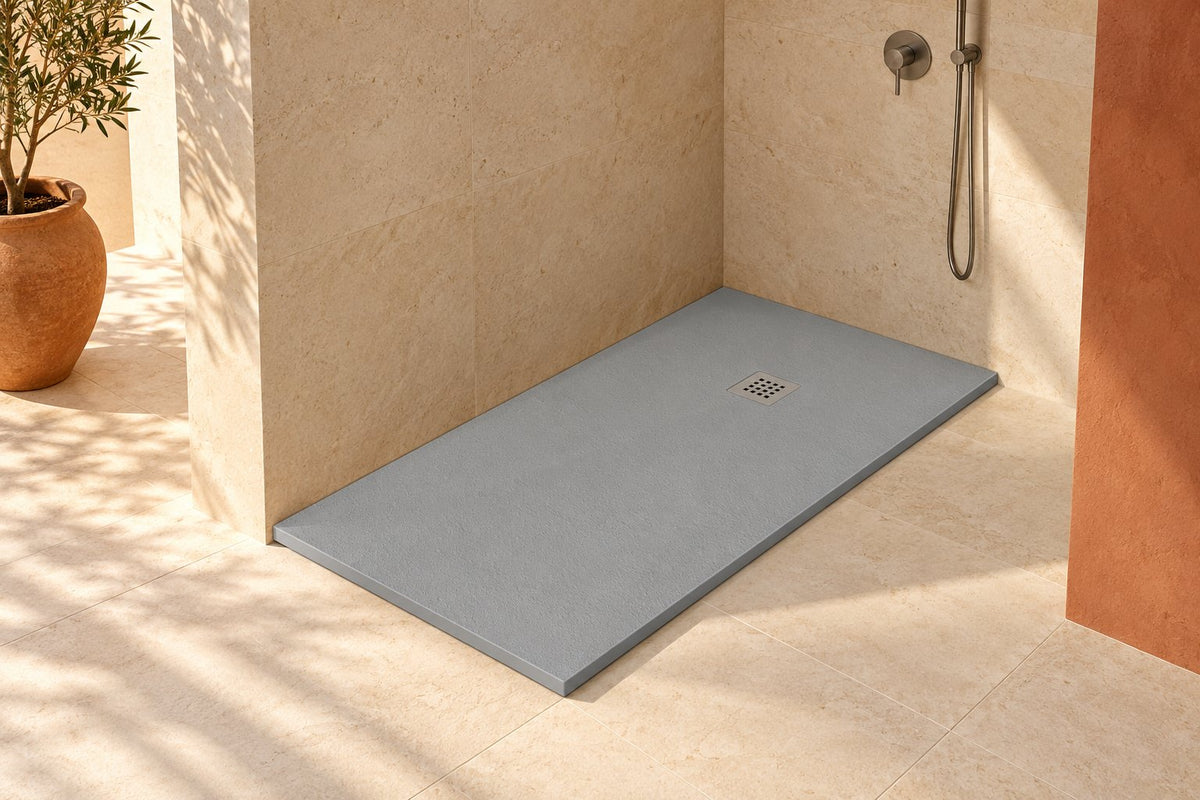 Plato ARDESIA completo en un baño de inspiración caliza y terracota