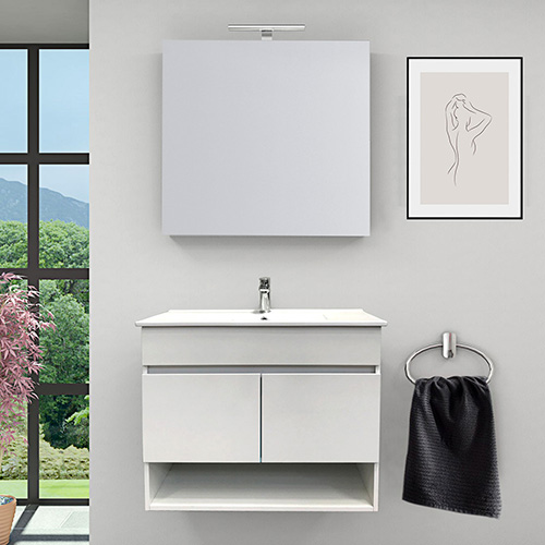 Mueble para baño con lavabo incluido de 118,4 cm realizado en el color  blanco mate