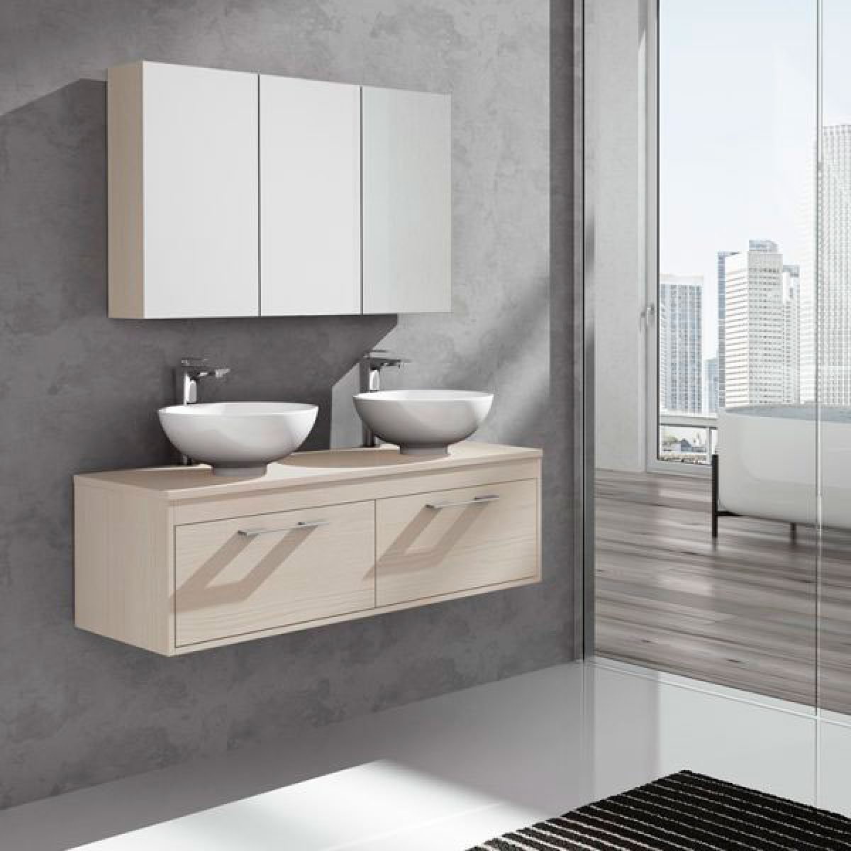 Mueble de baño a medida con encimera de madera - MB Concept